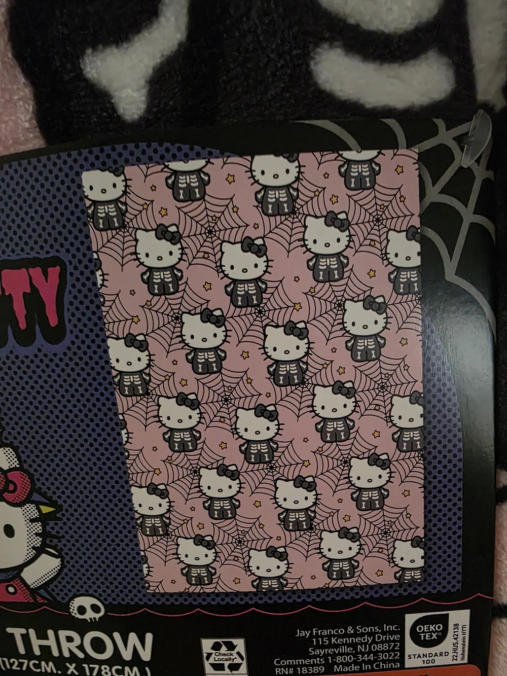 NWT Hello Kitty Pink Skeleton Plush Throw